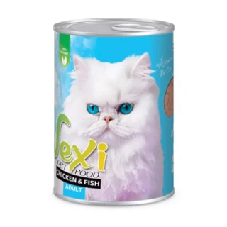 کنسرو گربه وکسی طعم مرغ و ماهی