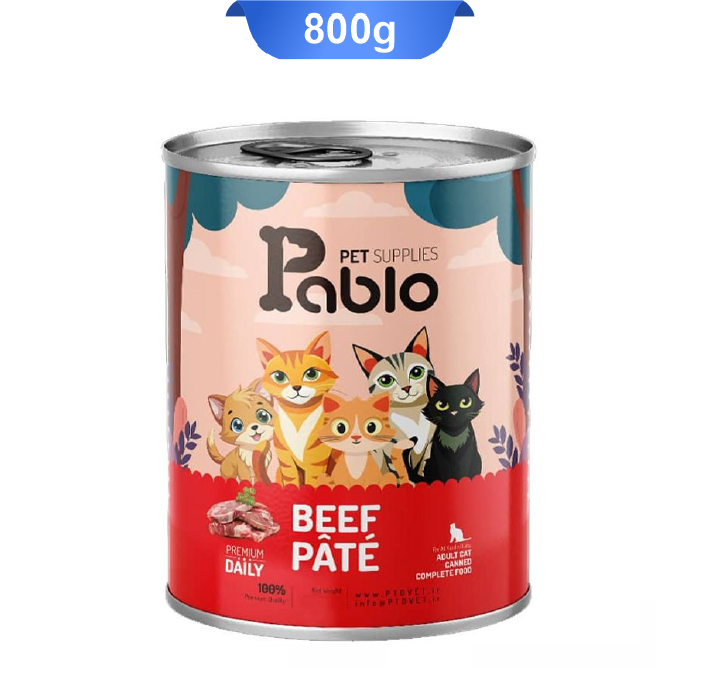 کنسرو گربه پابلو پرمیوم طعم گوشت خالص 800 گرم